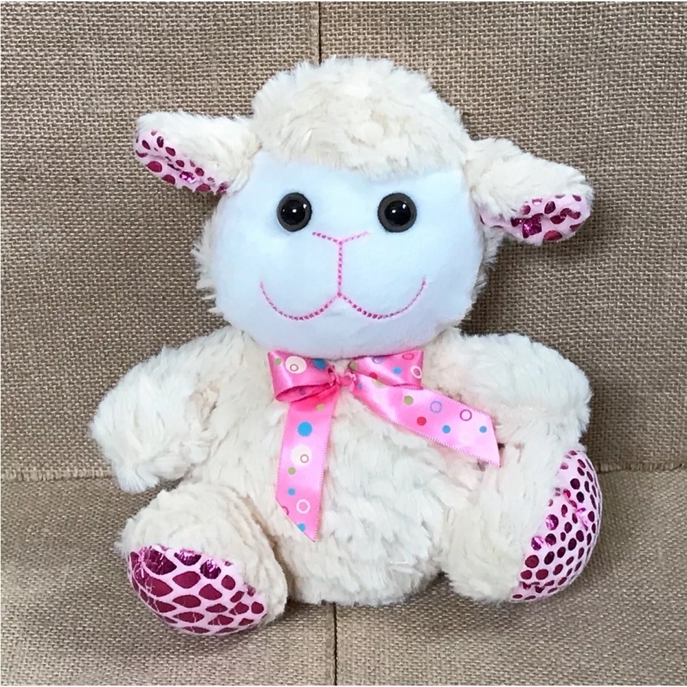 Homerbest Sherpa Sheep Lamb w Shimmer Feet & Ears Plush Stuffed Animal Farm Core